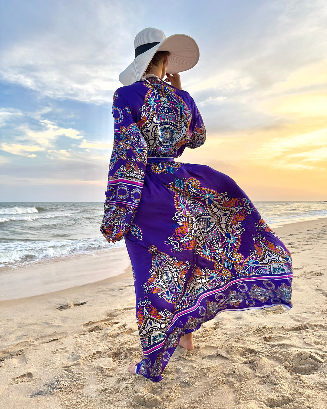 Evening moments in a luxury robe