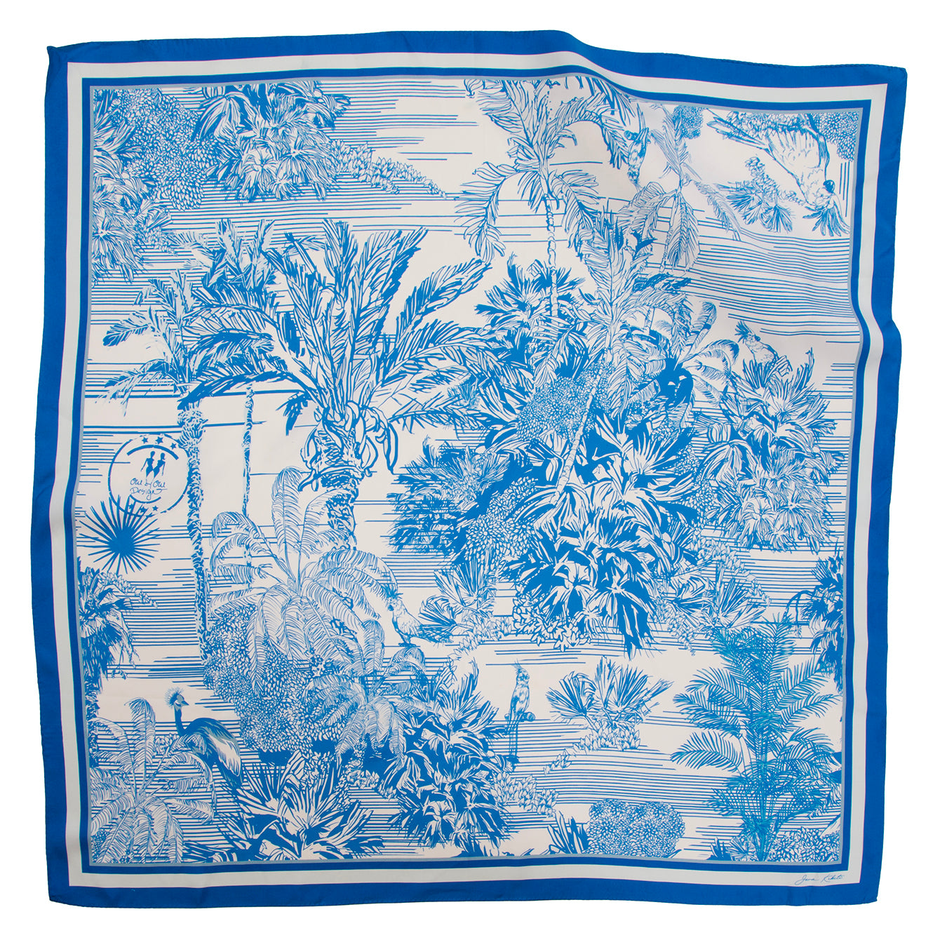Blue Jungle Spring Silk Scarf