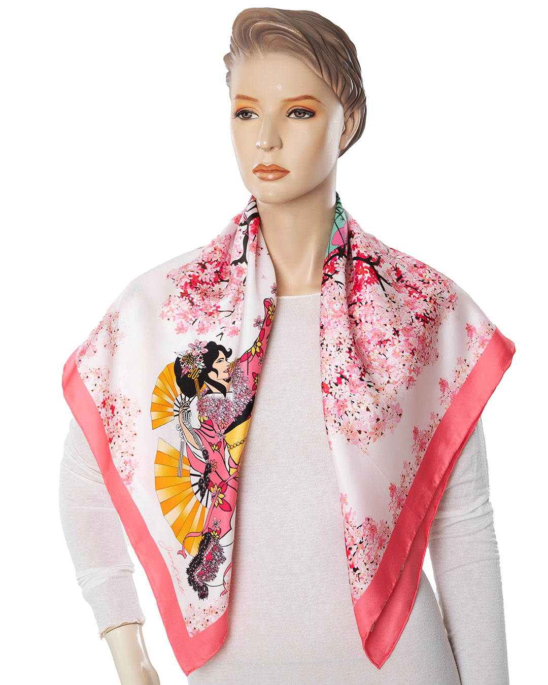 Stylish silk scarf as a fashion accessory