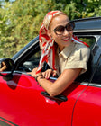 Geometry red spring silk scarf