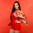 Geometry red spring silk scarf