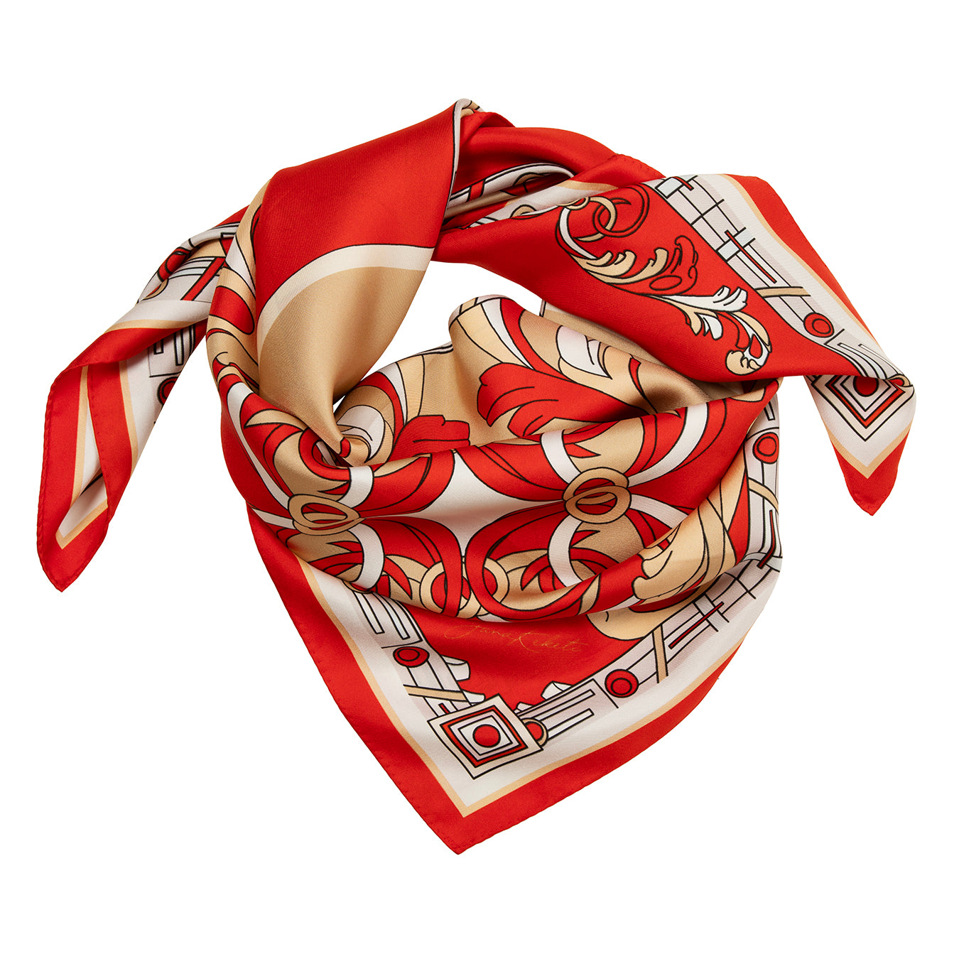 Geometry red spring silk scarf