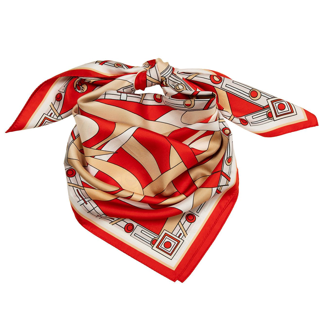 Geometry red spring silk scarf
