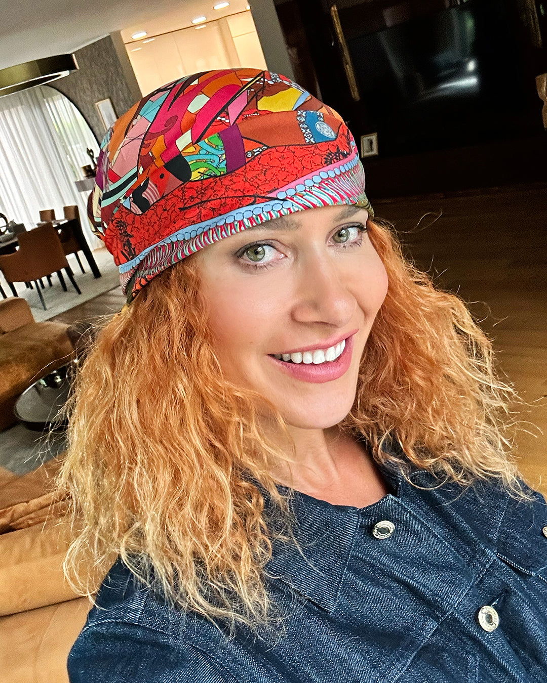 Hippie autumn silk scarf