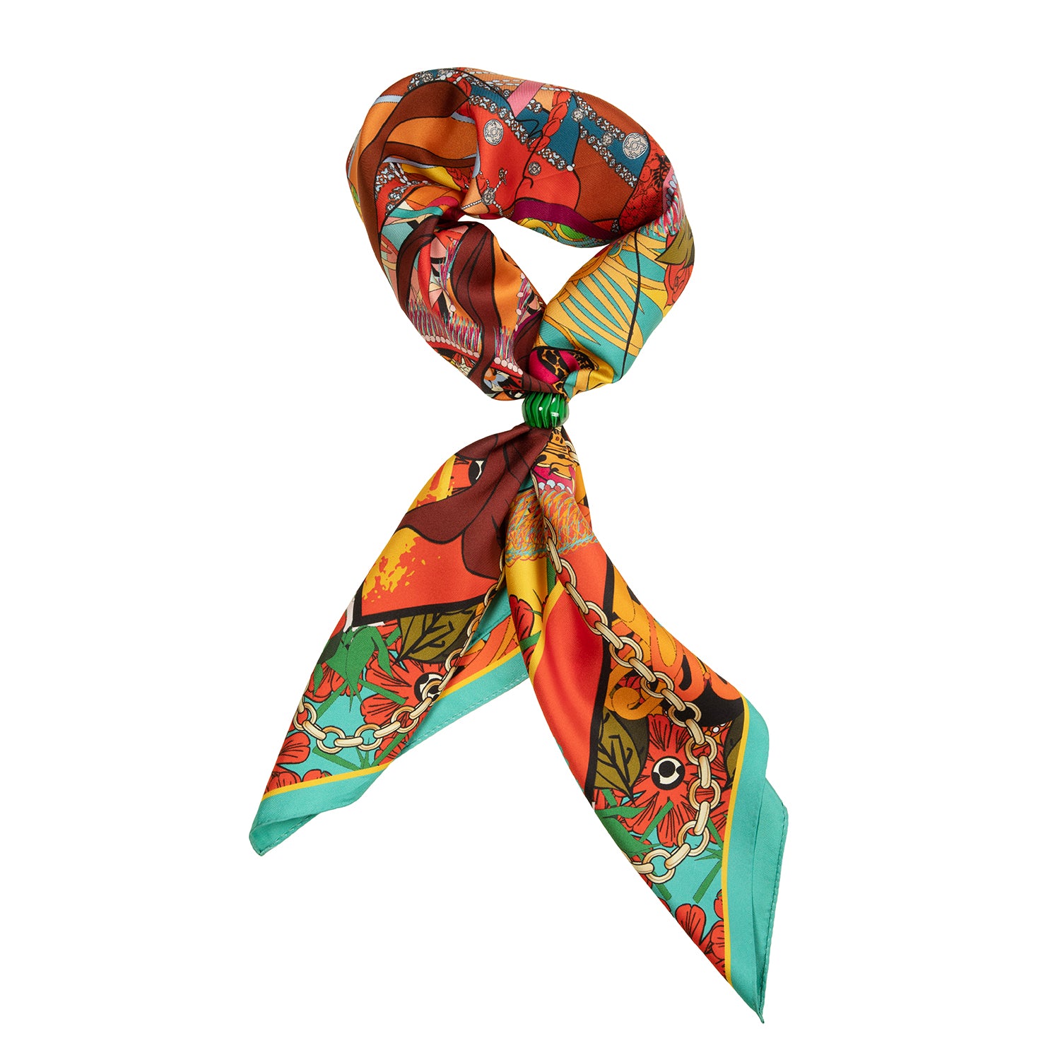 Hippie autumn silk scarf