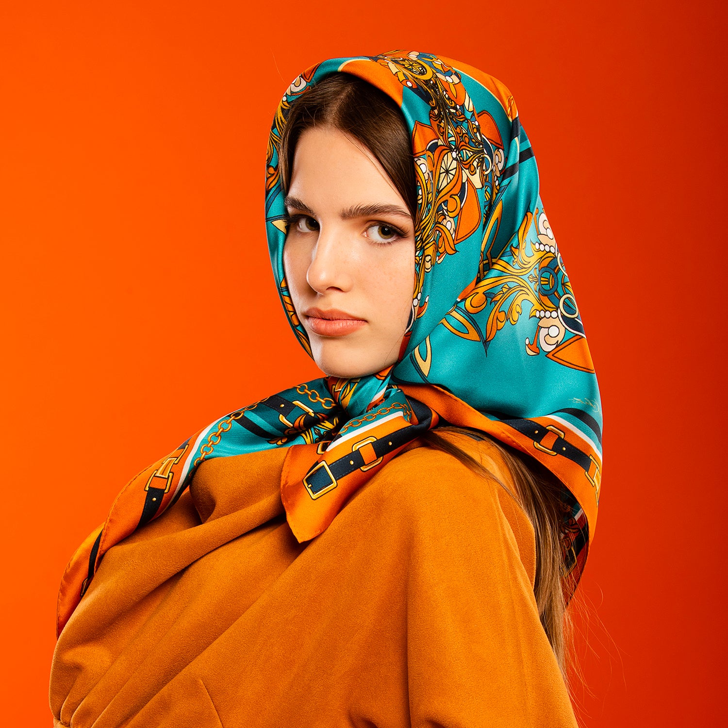 Ornament autumn silk scarf