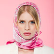 Pink folk summer silk scarf