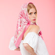 Pink folk summer silk scarf