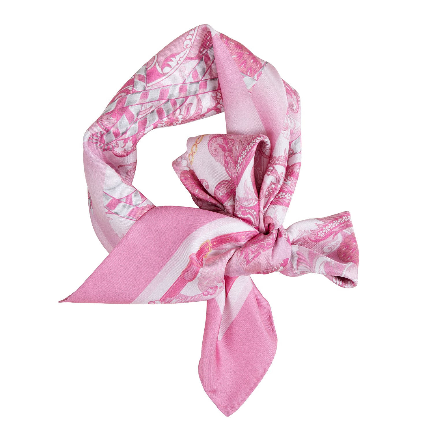 Pink folk summer silk scarf
