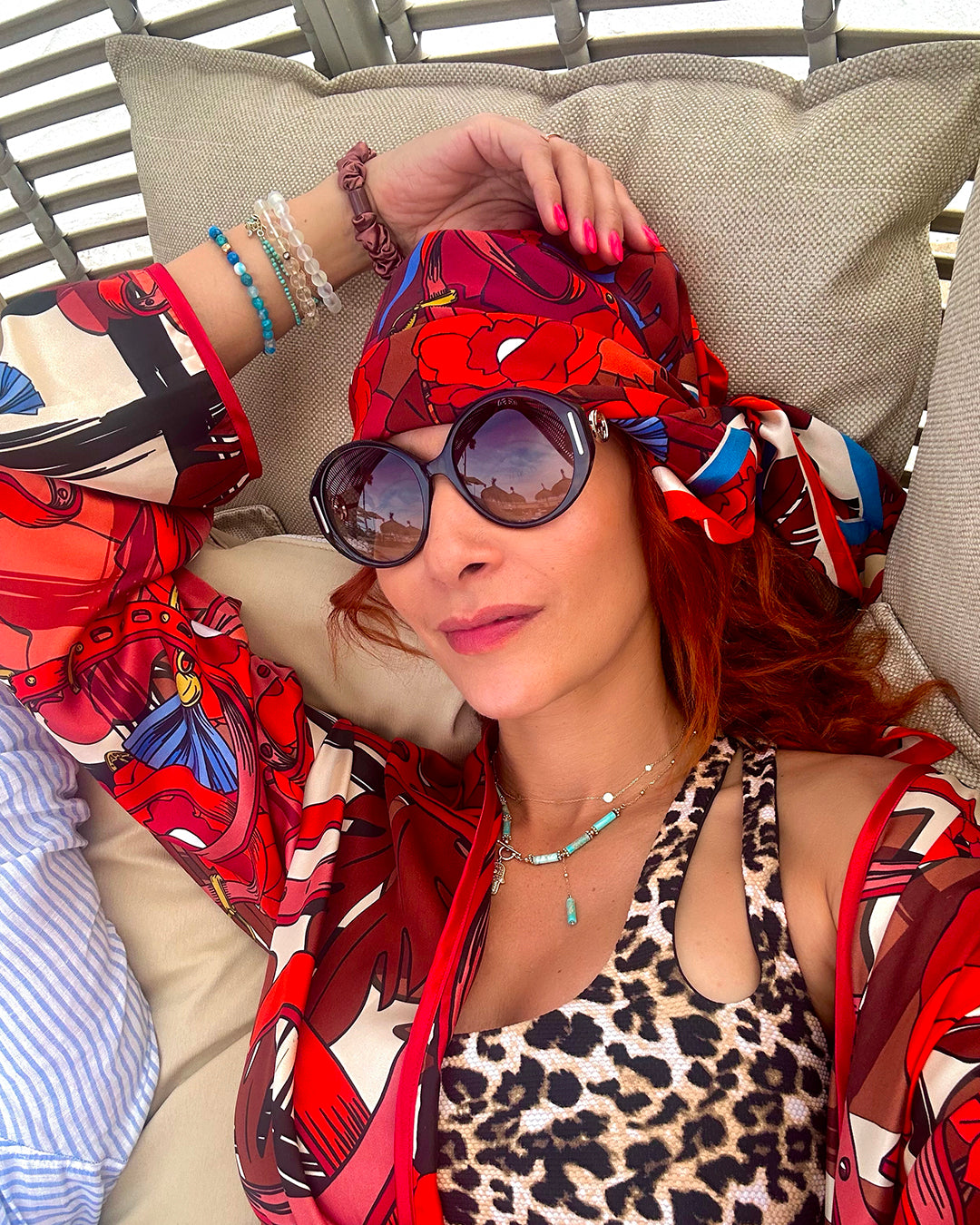 Reddish silk scarf