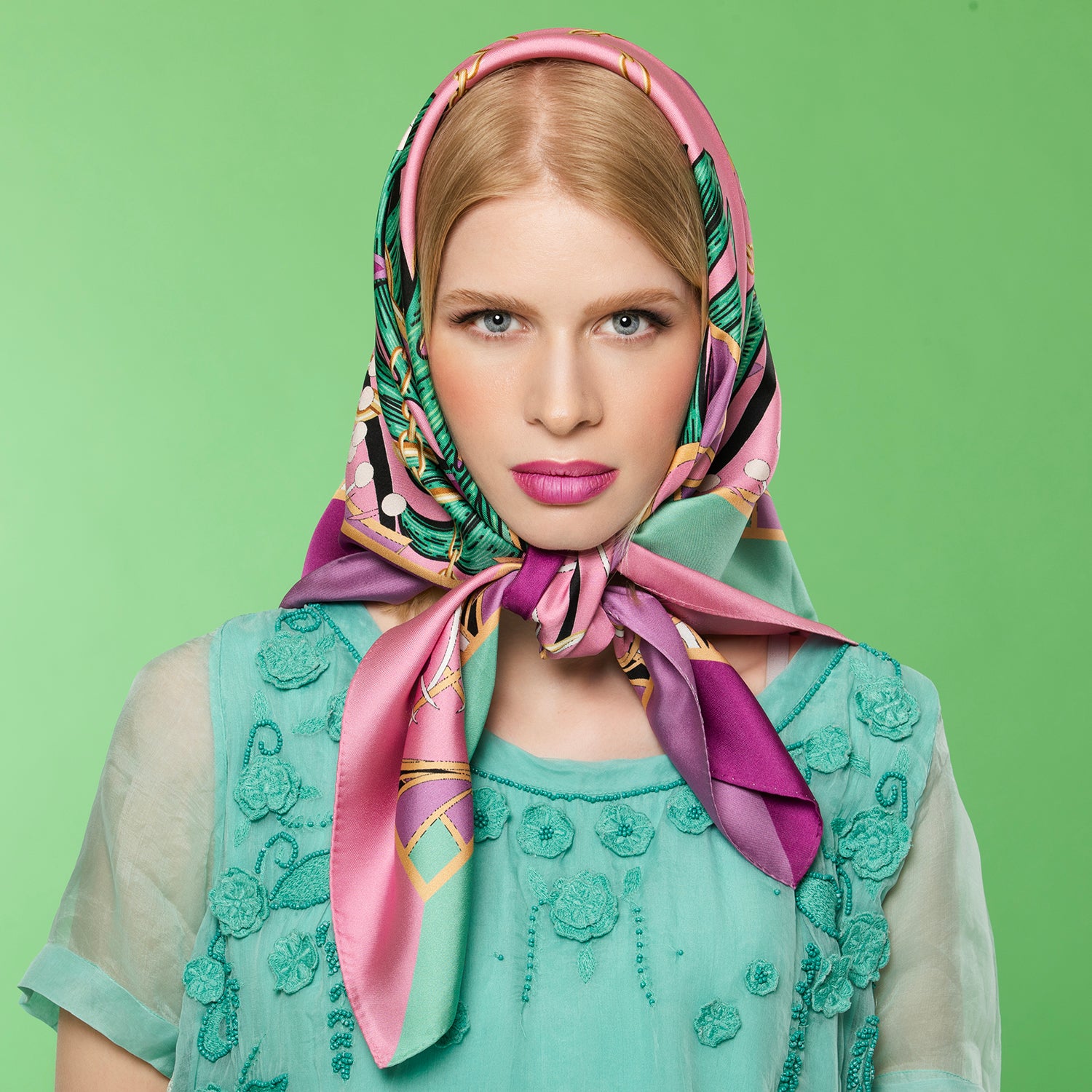 Tartan Jungle silk scarf