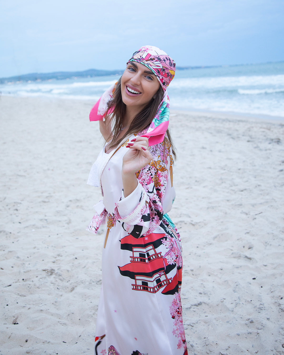 Delicate pink silk scarf