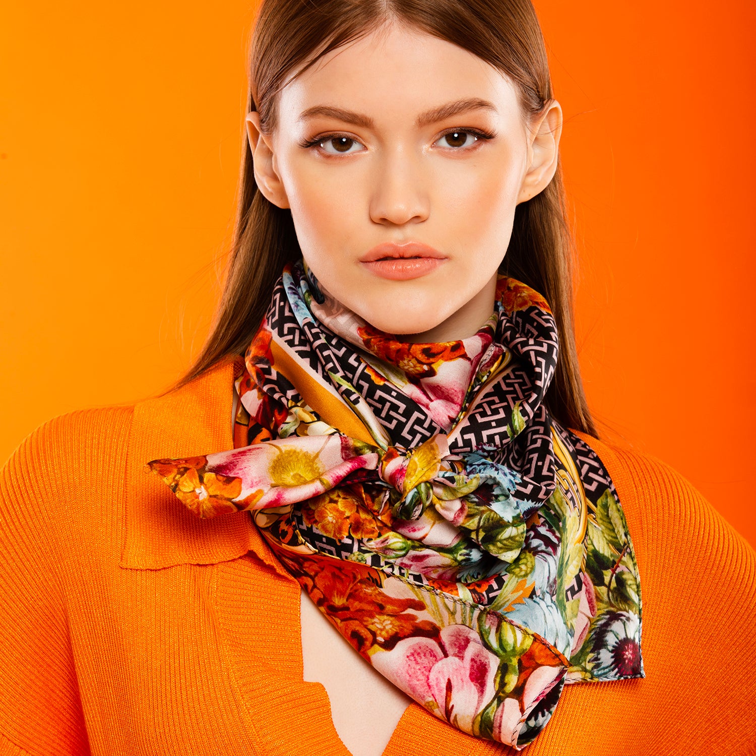 Floral spring silk scarf