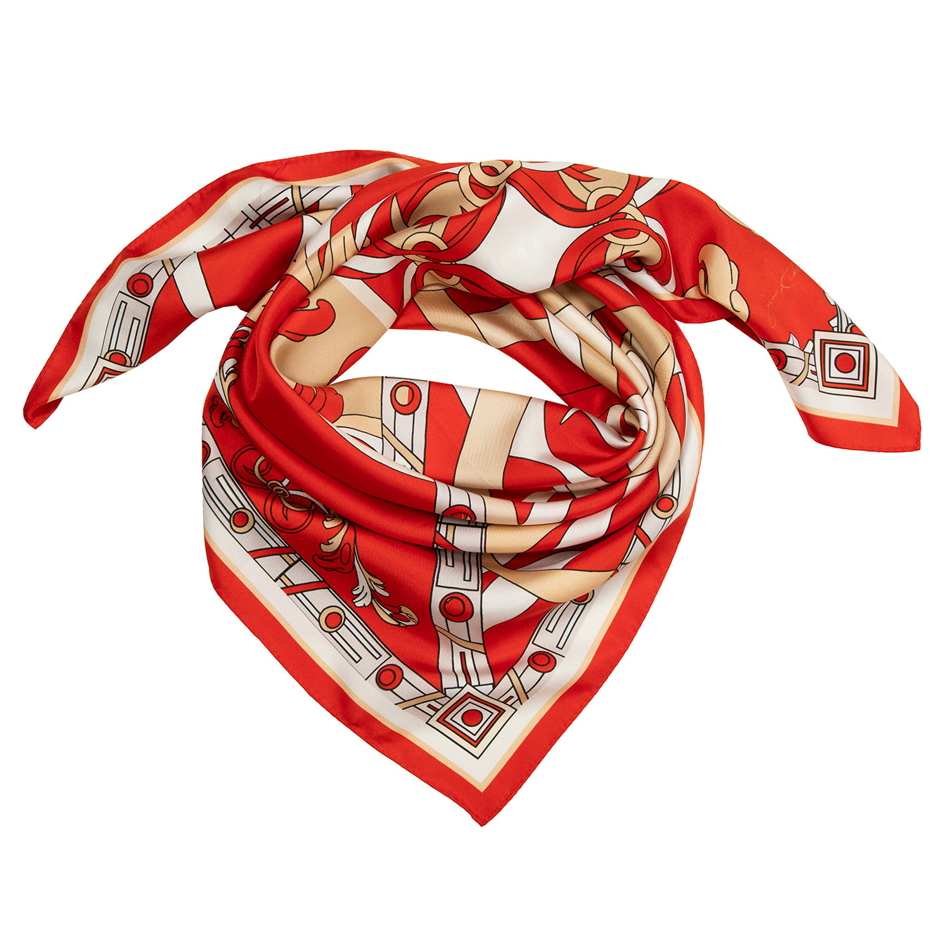 Geometry red spring silk scarf