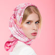 Pink folk summer silk scarf